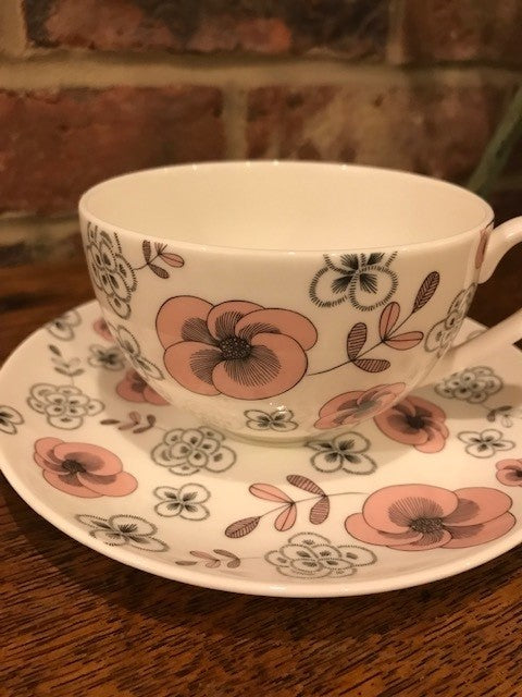 M&S Pink and Grey Cup and Saucer