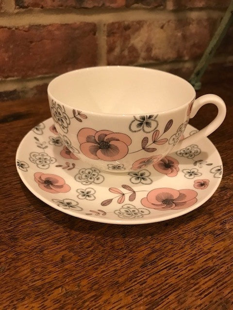 M&S Pink and Grey Cup and Saucer