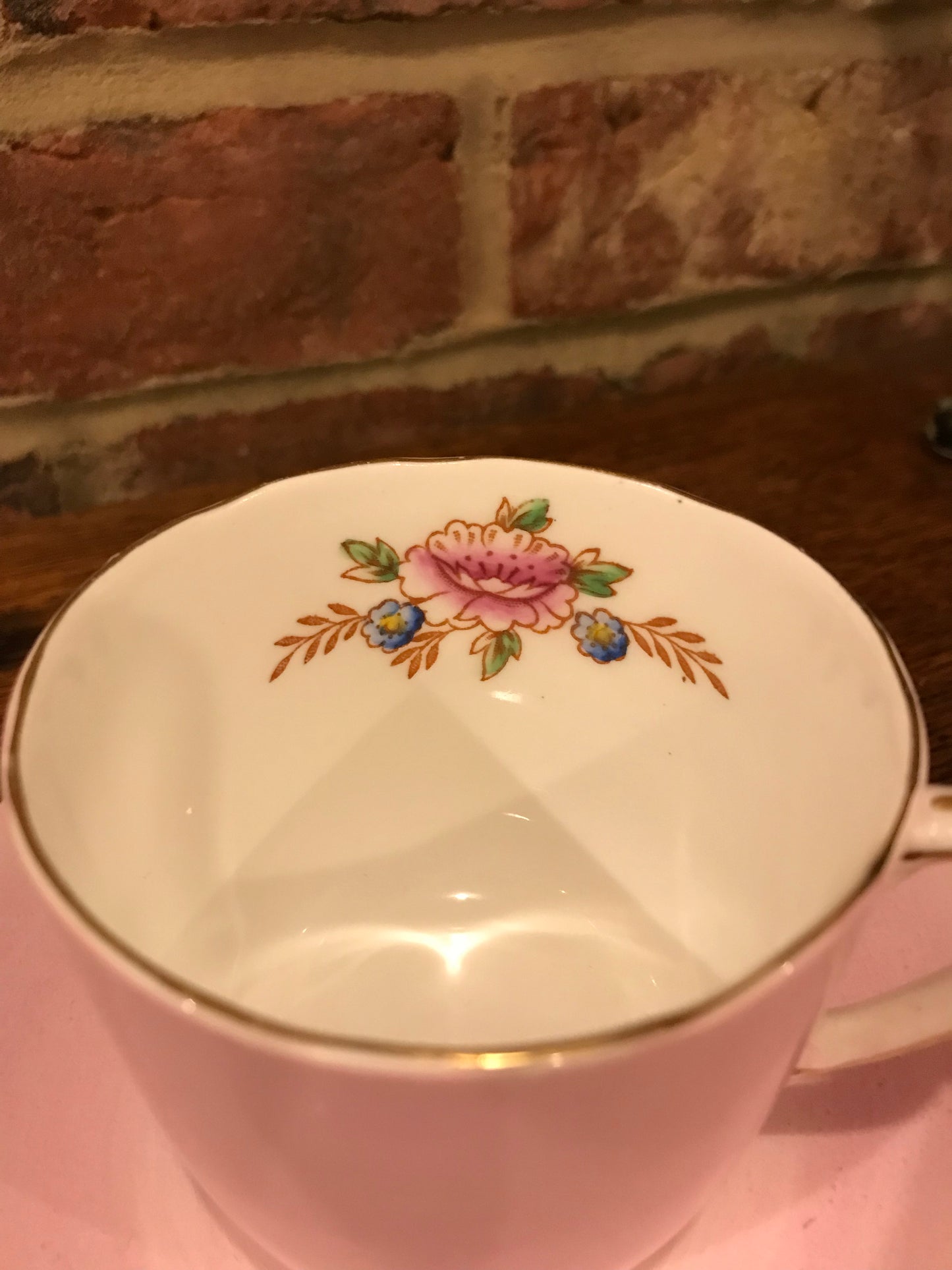 Pink cup and saucer