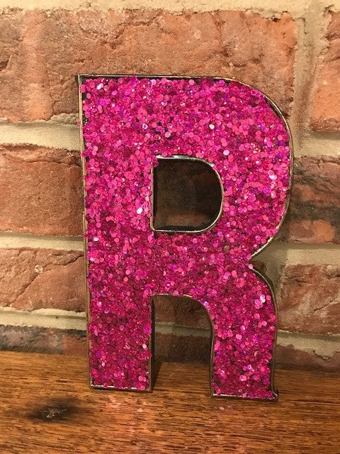 Pink sparkly letter R