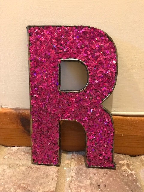 Pink sparkly letter R