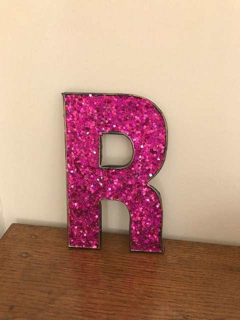 Pink sparkly letter R