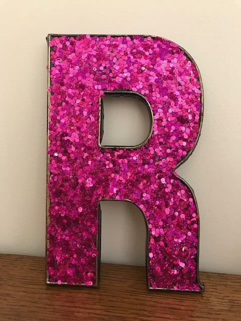 Pink sparkly letter R