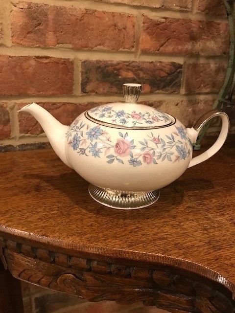 Blue and Pink flowery tea pot