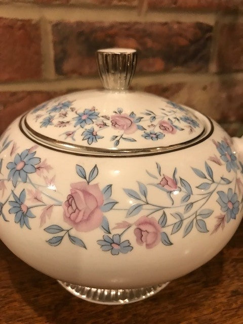 Blue and Pink flowery tea pot