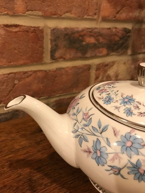 Blue and Pink flowery tea pot